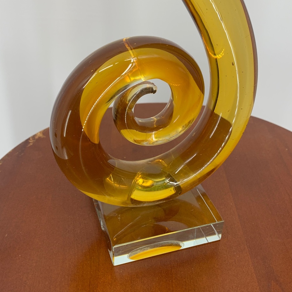 Love Knot Murano Style Hand Made Blown Abstract Art Sculpture Elegant Gold Glass - Picture 4 of 17